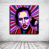 Pop Art Marilyn Manson Canvas - 80 x 80 cm - Canvasprint - Op dennenhouten kader - Geprint Schilderij - Popart Wanddecoratie