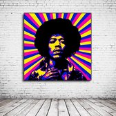 Jimi Hendrix Pop Art Acrylglas - 80 x 80 cm op Acrylaat glas + Inox Spacers / RVS afstandhouders - Popart Wanddecoratie