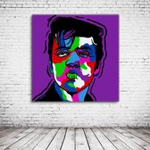 Pop Art Elvis Presley XL Acrylglas XL - 100 x 70 cm op 10 mm dik Acrylaat glas + Inox Spacers / RVS afstandhouders - Popart Wanddecoratie