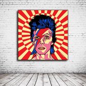 Pop Art David Bowie Canvas - 100 x 100 cm - Canvasprint - Op dennenhouten kader - Geprint Schilderij - Popart Wanddecoratie
