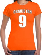 Oranje fan nummer 9 oranje t-shirt Holland / Nederland supporter EK/ WK voor dames M