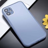 Effen kleur glas + siliconen beschermhoes voor iPhone 11 (blauw)