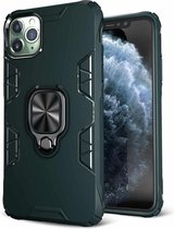 Voor iPhone 11 Pro Max schokbestendige TPU volledige dekking beschermhoes met 360 graden roterende ringhouder (groen)