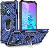 Voor OPPO Realme 5 Cool Armor PC + TPU schokbestendig hoesje met 360 graden rotatie ringhouder (blauw)