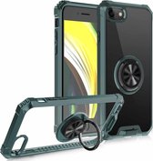 Armor Ring PC + TPU magnetische schokbestendige beschermhoes voor iPhone SE 2020/8/7 (donkergroen)