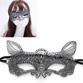 Halloween Masquerade Party Dance Sexy Lady Bronzing Lace Cat King Mask (zilver)