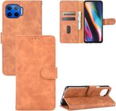 Voor Motorola One 5G / Moto G 5G Plus Effen Kleur Huidgevoel Magnetische Gesp Horizontale Flip Kalfsstructuur PU Lederen Case met Houder & Kaartsleuven & Portemonnee (Bruin)