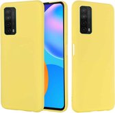 Voor Huawei P smart 2021 Pure Color Vloeibare siliconen schokbestendige hoes met volledige dekking (geel)