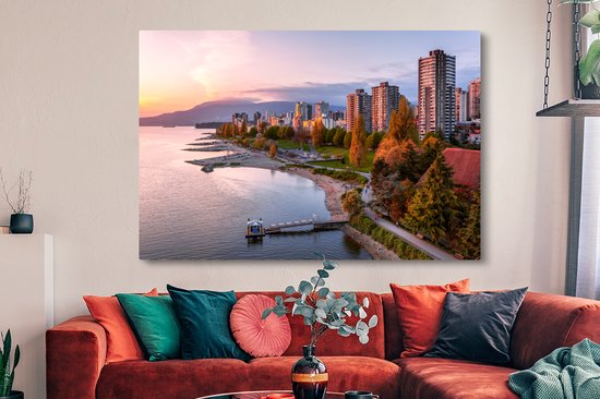 Peintures sur toile - Skyline de Vancouver au Canada - 150x100 cm - Décoration murale