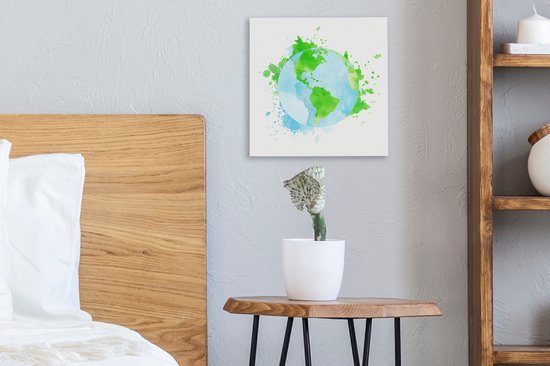 Peintures sur Toile - Illustration Splashing Globe - 20x20 cm - Décoration Décoration murale