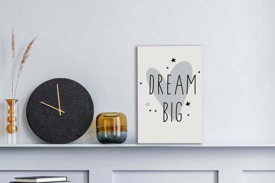 Peintures sur toile - illustration faite à la main d'un coeur avec le texte dream big - 20x30 cm - Décoration murale