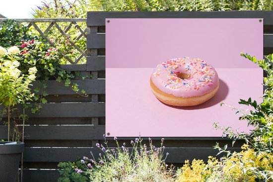 Affiche jardin - Toile jardin - Posters de jardin extérieur - Beignet rose avec grêle - 120x90 cm - Jardin