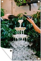 Tour avec verres à champagne affiche de jardin en vrac 60x90 cm - Toile de jardin / Toile d'extérieur / Peintures pour l'extérieur (décoration de jardin)