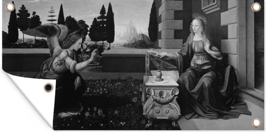 Tuinposter The Annunciation by Leonardo - Leonardo da Vinci - 60x30 cm - Tuindoek - Buitenposter