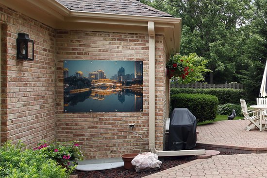 Pont d'Anshun à Chengdu la nuit affiche de jardin 120x80 cm - Toile de jardin / Toile d'extérieur / Peintures pour l'extérieur (décoration de jardin)