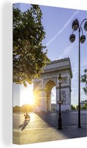 L'Arc de Triomphe à Paris au lever du soleil avec un ciel bleu clair Toile 60x90 cm - Tirage photo sur toile (Décoration murale salon / chambre)