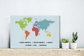 Canvas Wereldkaart - 30x20 - Wanddecoratie Wereldkaart Kinderen - Trendy - Kleuren