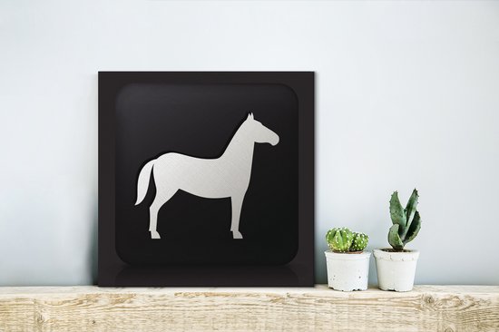 Une illustration d'un cheval sur une toile de fond noir 20x20 cm - petit - Tirage photo sur toile (Décoration murale salon / chambre) / Animaux sauvages Peintures sur toile