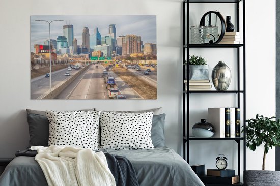 Downtown Minneapolis Horizon in North Amérique Canvas 140x90 cm - Tirage photo sur toile (Décoration murale salon / chambre)