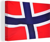 Canvas Schilderij Close-up van de vlag van Noorwegen - 90x60 cm - Wanddecoratie