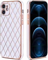 iPhone 11 Luxe Geruit Back Cover Hoesje - Silliconen - Ruitpatroon - Back Cover - Apple iPhone 11 - Wit