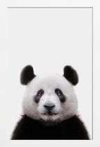 JUNIQE - Poster met houten lijst Panda -13x18 /Wit & Zwart