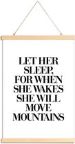 JUNIQE - Posterhanger She Will Move Mountains -40x60 /Wit & Zwart