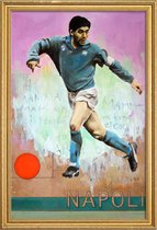 JUNIQE - Poster met houten lijst One Love Napoli -13x18 /Blauw & Bruin