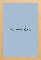 JUNIQE - Poster in houten lijst Smile -20x30 /Blauw