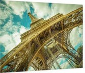 Constructie van de Eiffeltoren in Parijs in close-up - Foto op Plexiglas - 90 x 60 cm