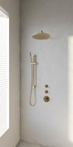 Brauer Gold Edition thermostatische inbouw doucheset - geborsteld goud PVD - hoofddouche 30cm - wandarm gebogen - staafhanddouche - met glijstang