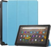 Voor Amazon Kindle Fire HD 10 2021 Custer Patroon Pure Kleur TPU Smart Tablet Holster met Slaapfunctie & 3-voudige Houder (Hemelsblauw)