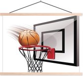 illustration d'un ballon de basket tombant dans le panier affiche scolaire lattes plates vierges 120x90 cm - tirage photo sur affiche textielposter (décoration murale salon / chambre)
