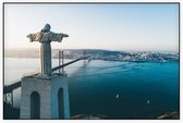 Cristo Rei waakt over de Portugese stad Lissabon - Foto op Akoestisch paneel - 225 x 150 cm