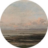 Strand bij eb, Charles-François Daubigny - Foto op Behangcirkel - ⌀ 80 cm