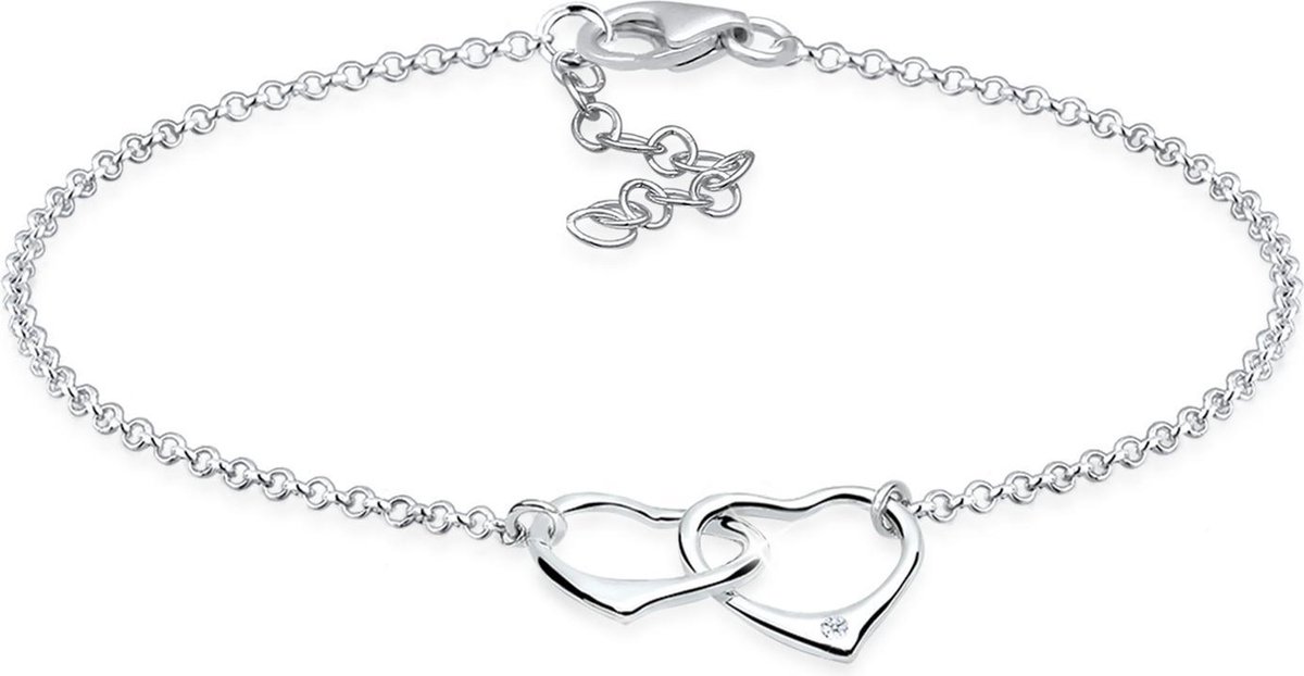 Elli PREMIUM - Armband - Dames Hart Verweven Liefde met Diamant (0.015 ct.) in 925 Sterling Zilver - Dames