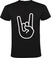 Rock Fingers Heren t-shirt | rockmuziek | ac dc | elvis presley | rockabilly | metalicca | Zwart