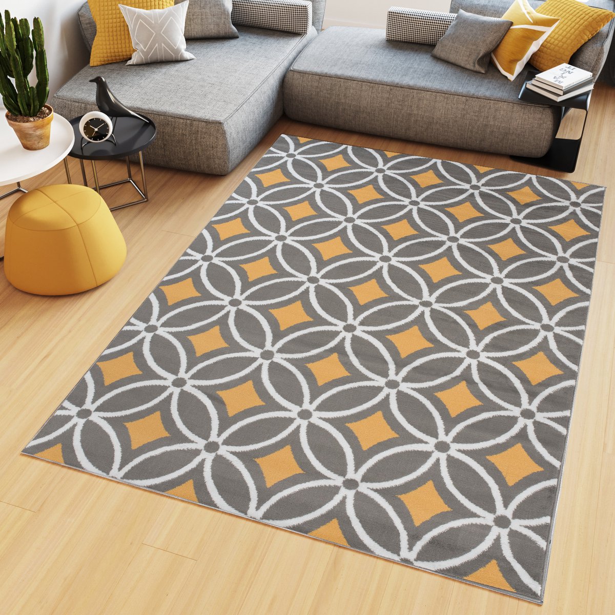 Tapiso Maya Vloerkleed Wit Grijs Zwart Binnenkleed Slaapkamer Woonkamer Laagpolig Tapijt Maat - 200 x 300 cm Tapiso Maya Vloerkleed Wit Grijs Zwart Binnenkleed Slaapkamer Woonkamer Laagpolig Tapijt Maat - 200 x 300 cm