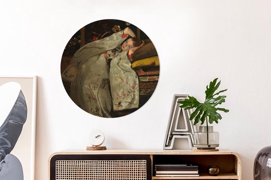 Fille en kimono blanc - Peinture de George Hendrik Breitner cercle mural aluminium ⌀ 60 cm - Tirage photo sur aluminium (décoration murale métal)
