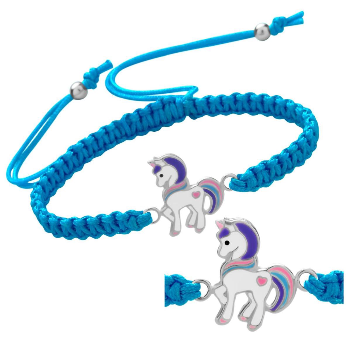 Eenhoorn armband - zilver - meisjes - paarse manen - 14 cm