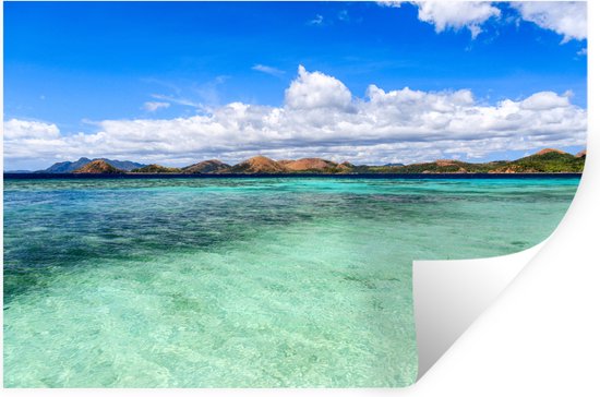 Stickers muraux - Sticker Foil - Eau de mer transparente lors d'une journée ensoleillée au large de l'île de Coron - 90x60 cm - Film adhésif - Stickers muraux Chambre d'Enfant - Papier Peint Auto Adhésif