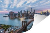 Muurdecoratie New York - Skyline - Brug - 180x120 cm - Tuinposter - Tuindoek - Buitenposter