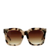 Manfield - Dames - Bruine tortoise zonnebril vierkant - Maat 1