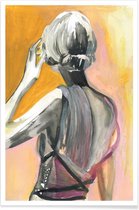 JUNIQE - Poster Give Her Just A Second -13x18 /Geel & Grijs