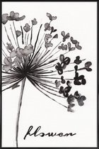 JUNIQE - Poster in kunststof lijst Flower -30x45 /Wit & Zwart