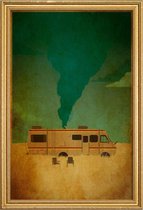 JUNIQE - Poster met houten lijst Breaking Bad Cooking -13x18 /Bruin &