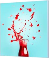 HalloFrame - Schilderij - Rode Fruit Siroop Wandgeschroefd - Zwart - 100 X 100 Cm