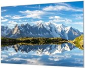 Wandpaneel Besneeuwde bergtoppen  | 180 x 120  CM | Zwart frame | Wandgeschroefd (19 mm)