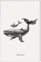 JUNIQE - Poster in kunststof lijst Humpback Whale -40x60 /Grijs &