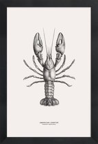 JUNIQE - Poster in houten lijst American Lobster -40x60 /Grijs & Ivoor